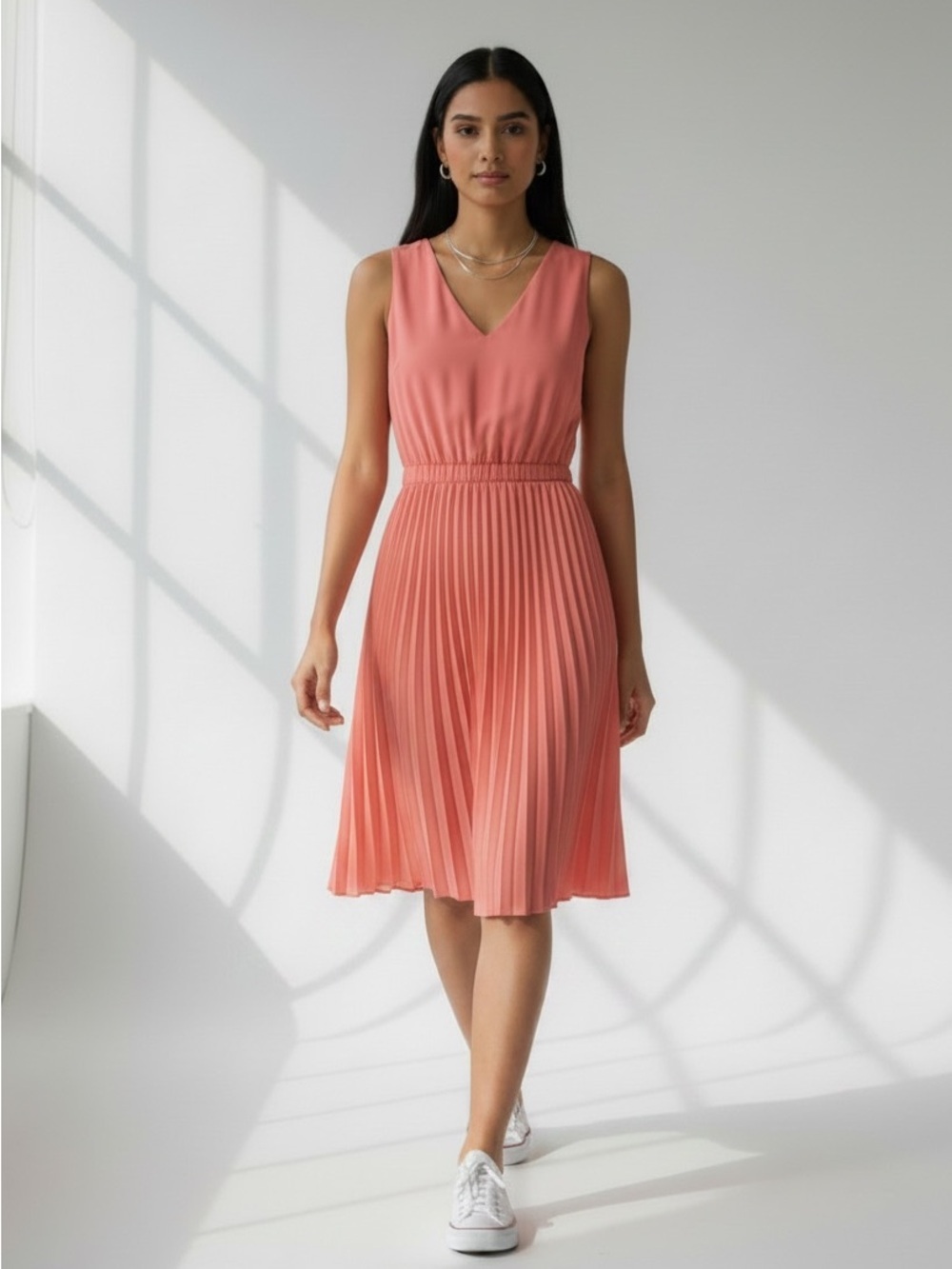 RW&CO pink pleated dress size medium